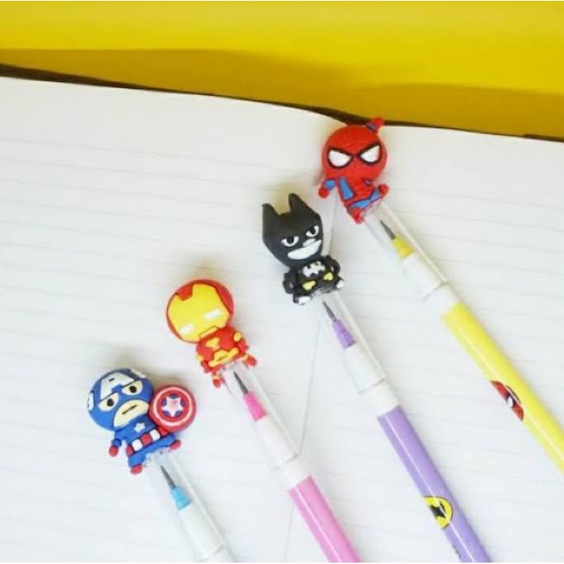 

PENSIL AVENGERS pensil karakter spider man batman iron man captain america murah bisa diisi ulang