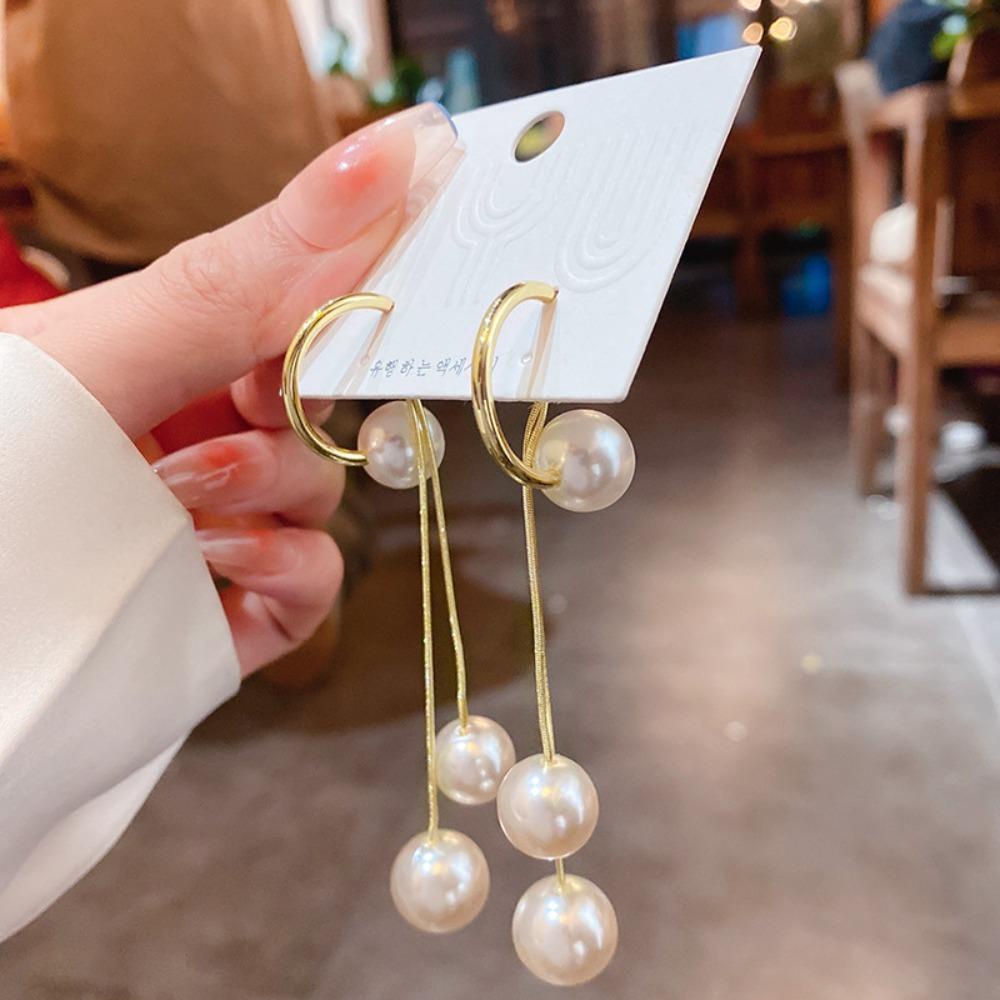 Mxbeauty Wanita Anting Gantung Belakang Keren Jepang Mewah Rumbai Manis Geometris Zirkon Perhiasan Fashion