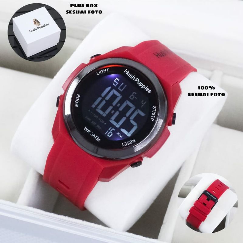 Jam Tangan Hush Puppies Digital Led Rubber Tahan Air Favorit Kesukaan Bisa COD