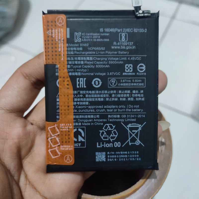 BATU BATRAI BATRE POCO M3 BN62 COPOTAN BATRE BN62 CABUTAN