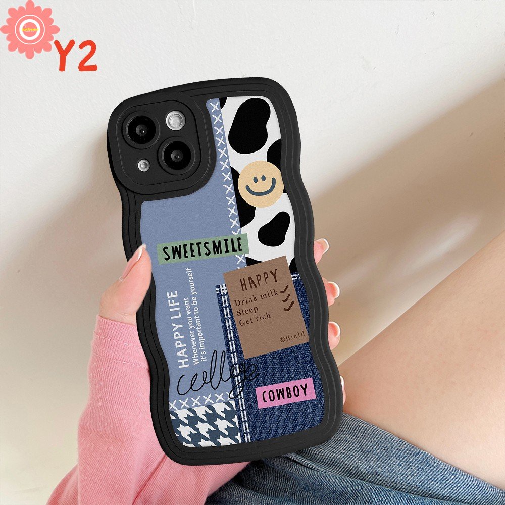 Casing Redmi Note11 10 9 8 10s 9s 11s 10 Pro Max Redmi 12C 9T 10 10C 9A 9C 9 A1 10A POCO M3 X3 NFC Pro Mi 11T Pro Butterfly Smiley Label Pattern Splicing Lembut Bergelombang Penutup Tepi