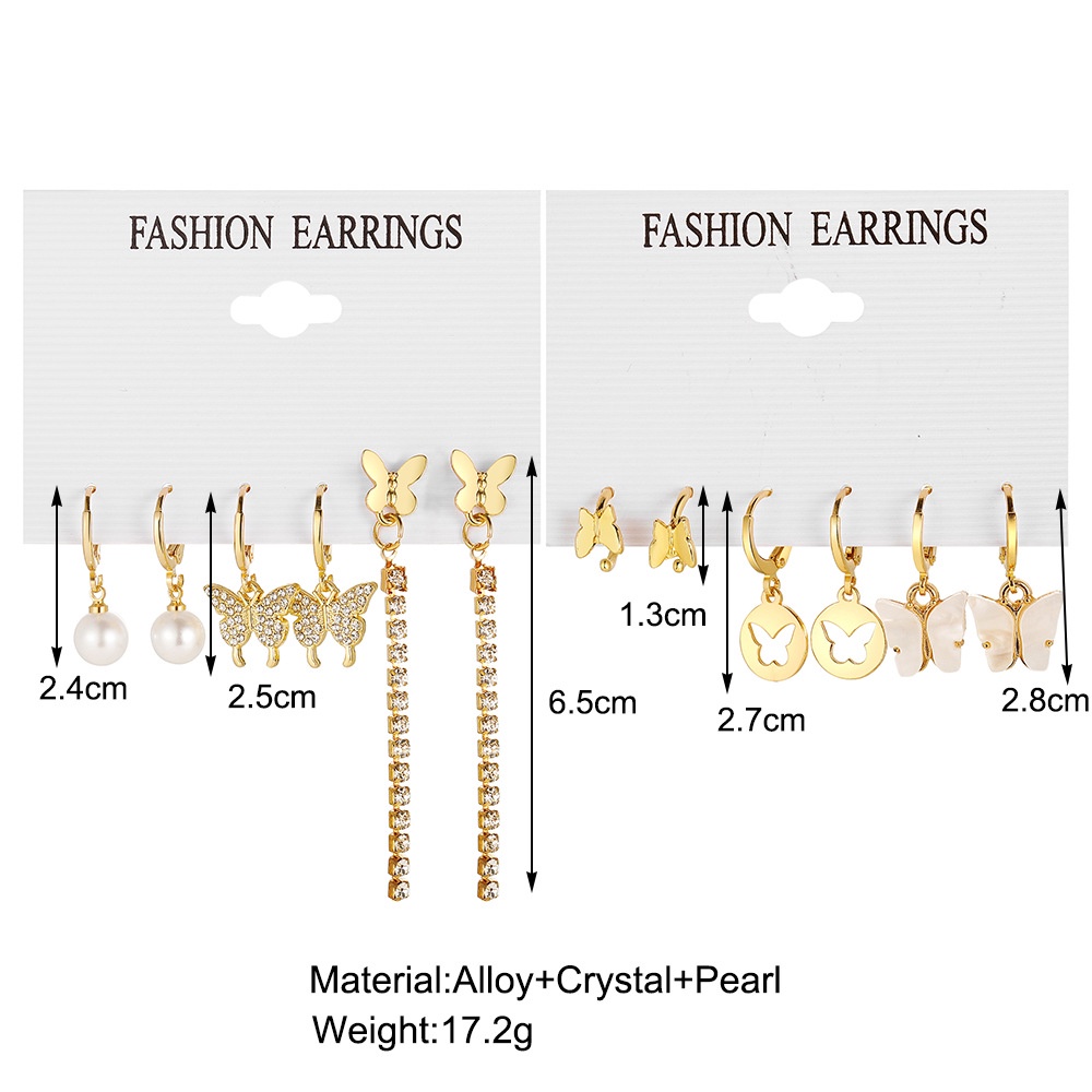 Baru Trendi Penuh Rhinestoen Panjang Rumbai Anting Untuk Wanita Akrilik Resin Kupu-Kupu Stud Earring Perhiasan Gadis Aksesoris Pesta