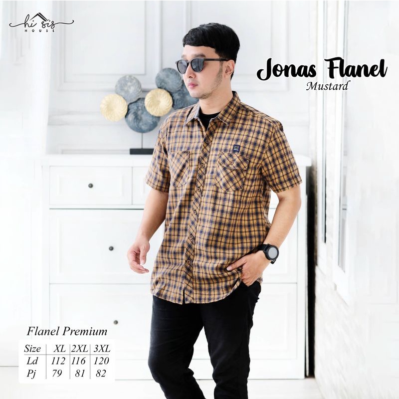 KEMEJA FLANEL JONAS BY HI SIS HOUSE | Kemeja Flanel Premium Lengan Pendek