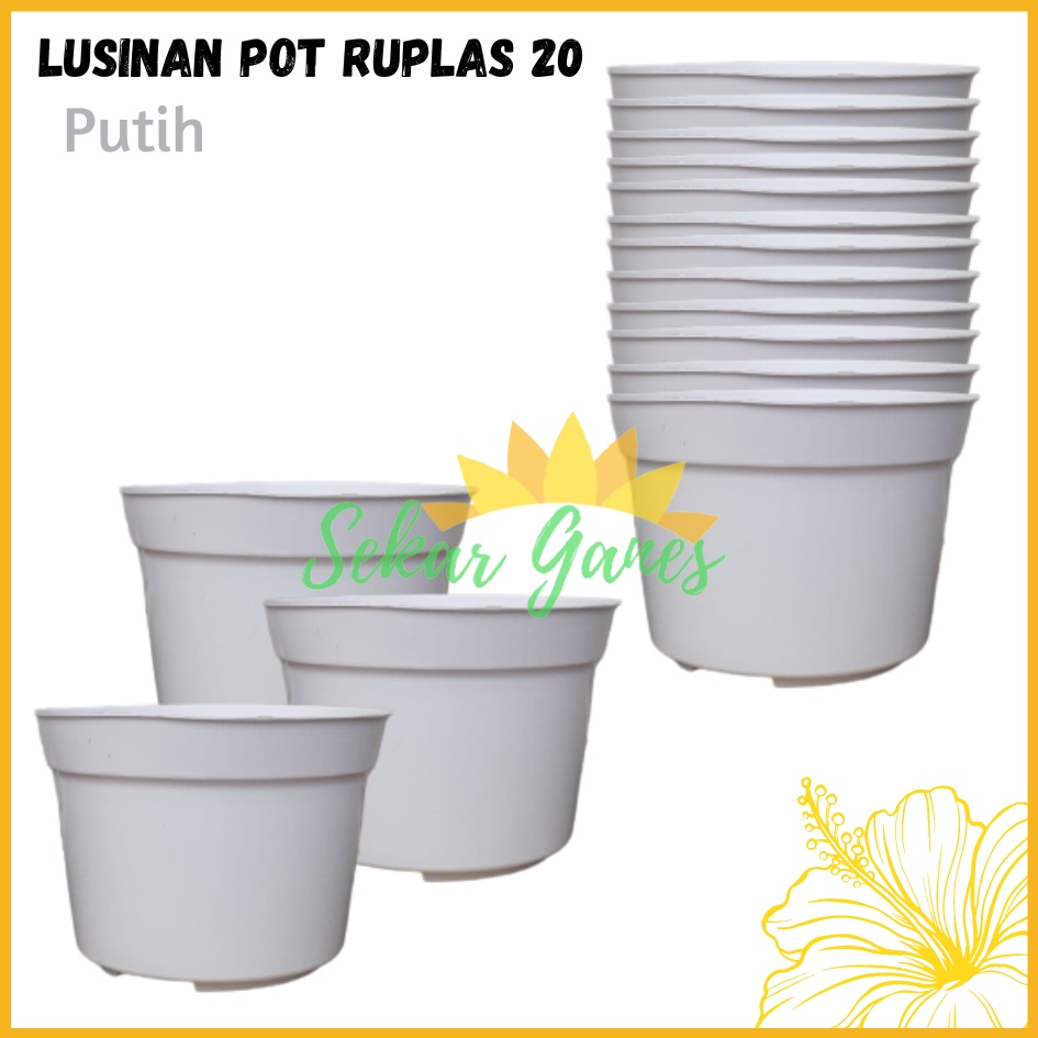 PROMO LUSINAN Pot Bunga 20 Putih Polos Pot Bunga Hias Grosir Murah Plastik Lusinan Pot 20 Bibit TERMURAH Pot Tanaman 20cm Hitam MURAH-LUSINAN Pot Bunga Murah /Pot Tanaman /Pot Plastik uk 20 CM Hitam (isi 12 PCS)