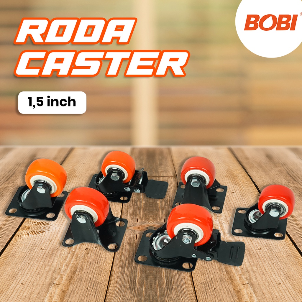 Roda Caster PVC NYLON / Roda Etalase Lemari 1,5 inch / Roda Serbaguna BOBI - Warna Random