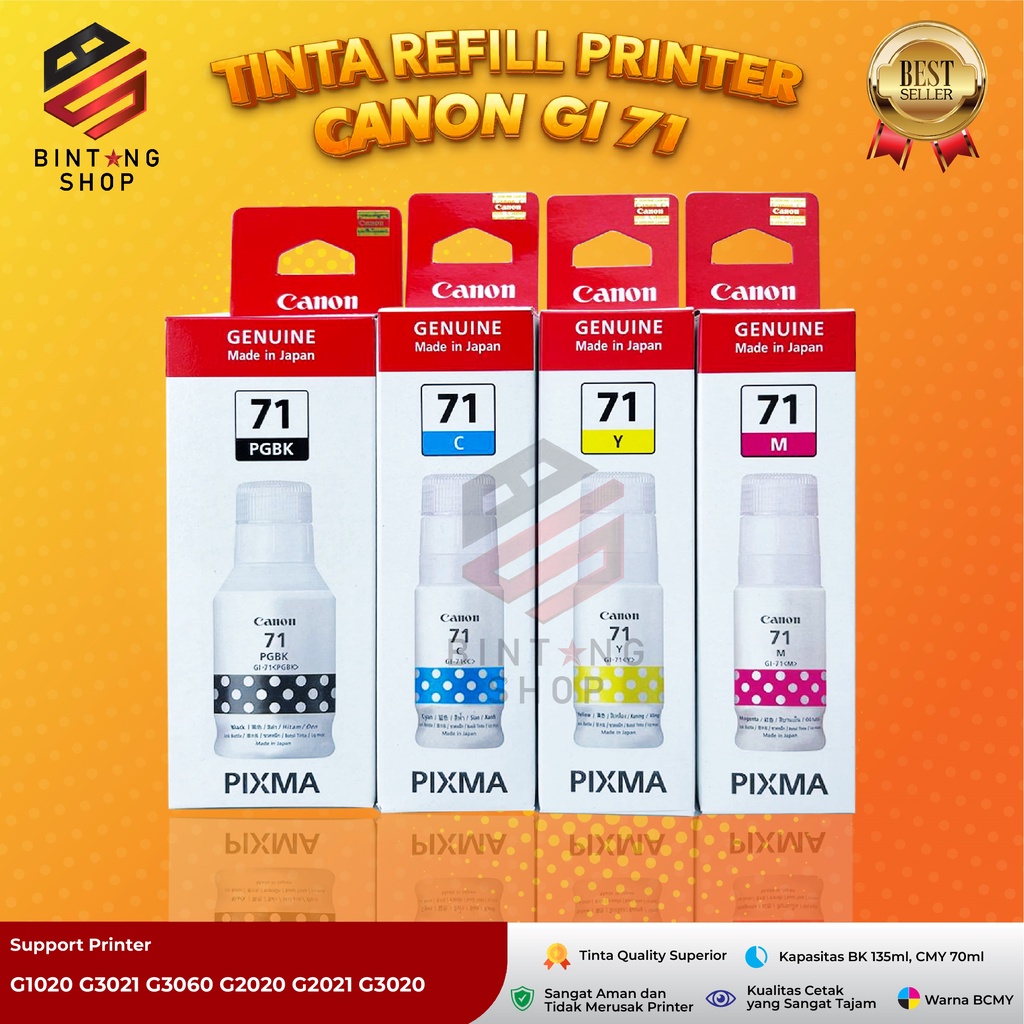 Tinta Canon Gi 71 Tipe Printer G1020 G3021 G3060 G2020 G3020