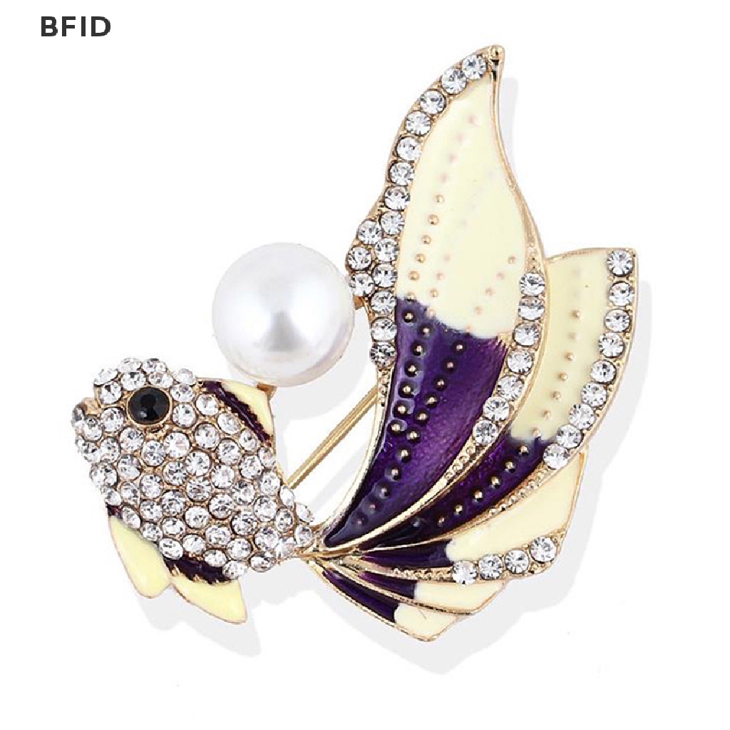 [BFID] 1pc Kristal Berlian Imitasi Ikan Mas Bros Wanita Brooch Pin Aksesoris Pakaian [ID]