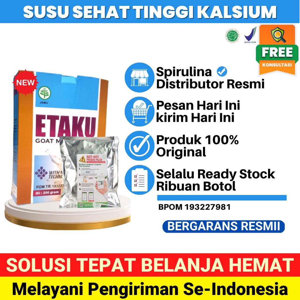 

Susu Kambing Etawa Bubuk Etaku-Etaku Tinggi Kalsium-Susu Rendah Lemak-Penambah Asi-Sendi & Tulang