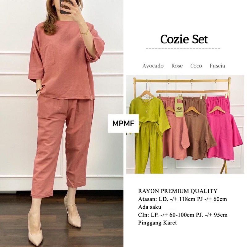 Setelan Wanita Cozie Set top pants/ Setelan Wanita Kekinian / One Set Wanita Rayon Premium