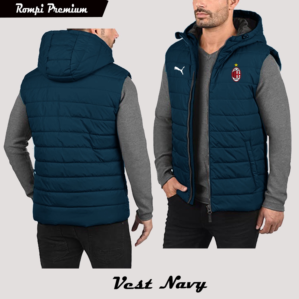 Jaket rompi kupluk acmilan anti angin outdoor  kasual  parasut / Rompi bergelembung pelindung dada m