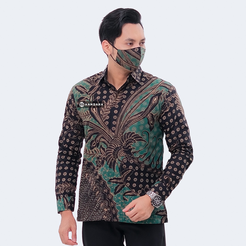 Handara Batik Pria Lengan Panjang Slim Fit Premium Truntum Turkis Turquoise HB-325