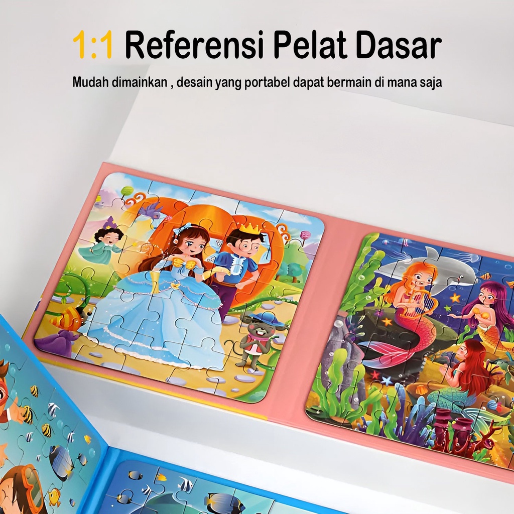 Puzzle Book Mainan Edukasi Anak 2-3-4 Tahun Laki Laki | Magnetic Leveled | Kado Ulang Tahun Anak Perempuan