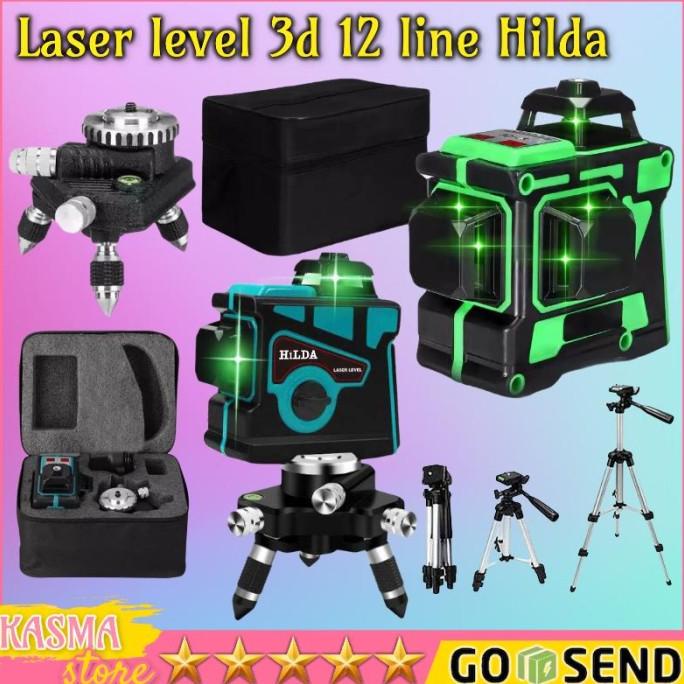 Laser Level 12 Line 3D HILDA Laser Level Pengukur Dimensi + Tropod