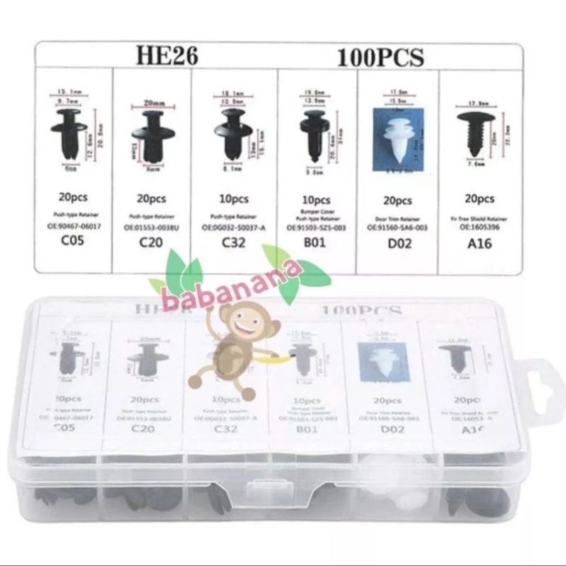 100pcs Bumper Clip Fastener Dashboard Sekrup Baut Pengencang Rivet Fender Interior Exterior Klip Kancing Baut Screw