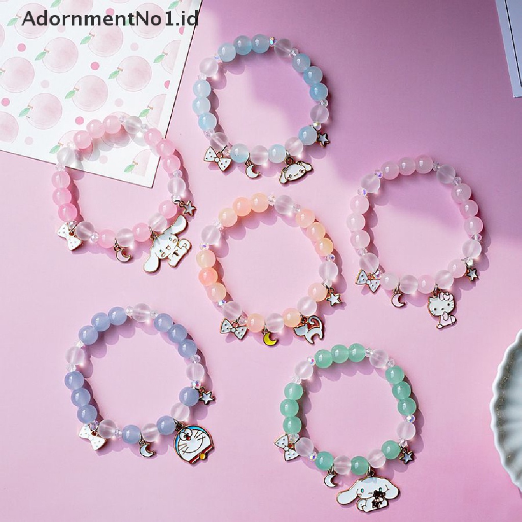 [AdornmentNo1] Versi Korea Dari Gelang Kristal Kalsedon Ungu Warna-Warni Baru Untuk Wanita Bunga Kelinci Lucu Kecil Segar Perhiasan Wanita [ID]