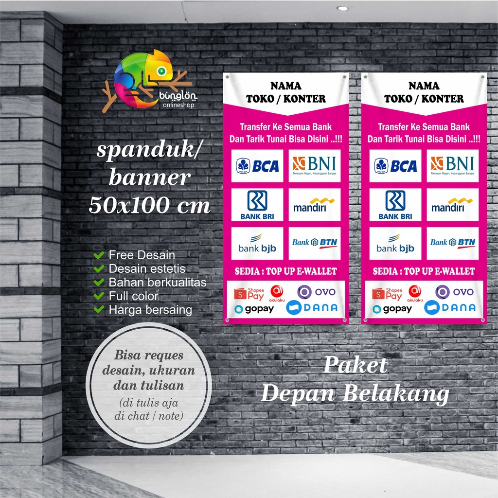 Spanduk Banner Palng Transfer Uang Semua Bank, Murah Berkualitas