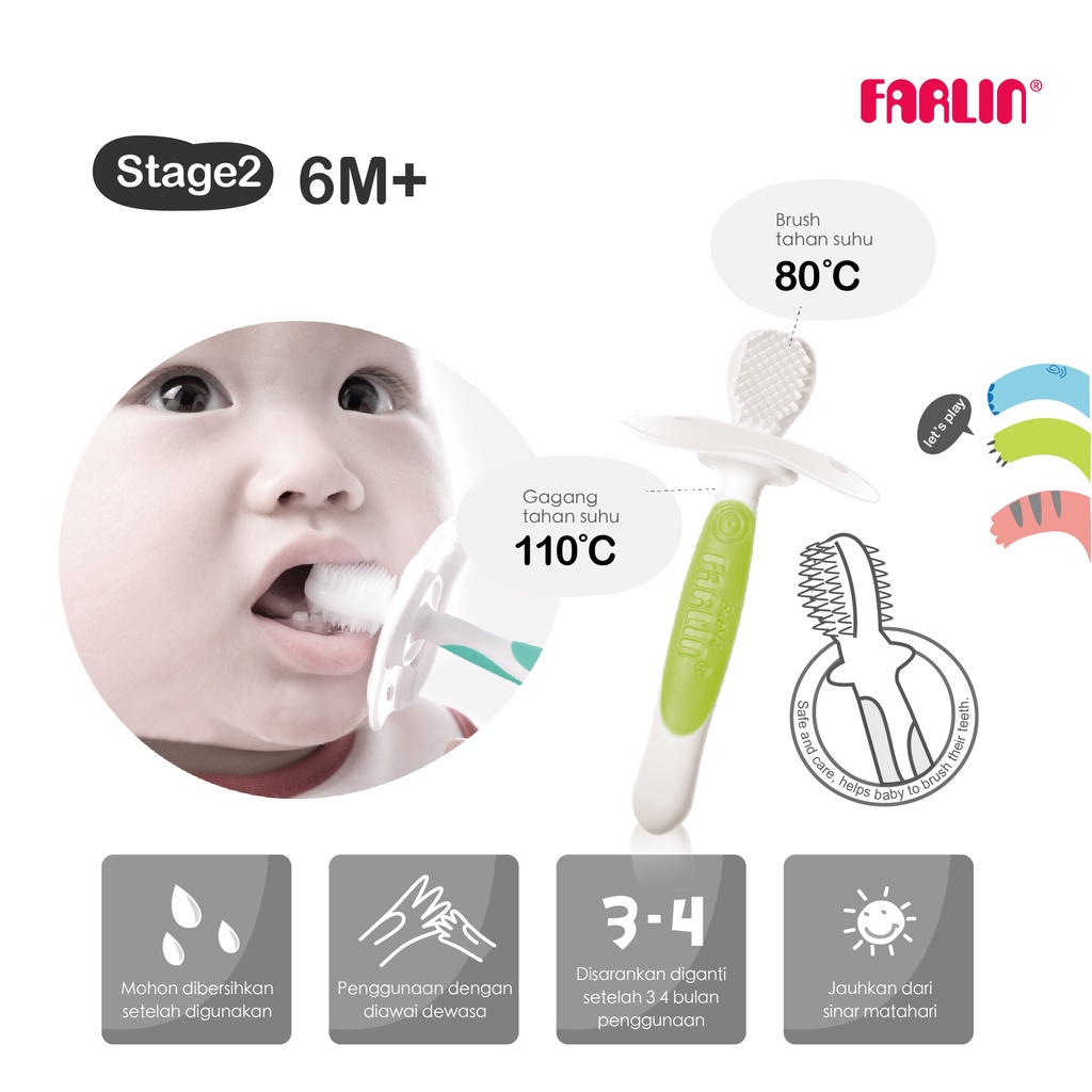 [PROMO] Farlin Baby Stage 2 Toothbrush Trainer Sikat Gigi Training Bayi 6+ Bulan