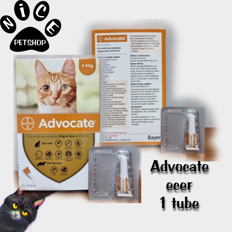 1 Bok Advocate cat Obat Kutu Kucing 1 -4 kg 1Bok isi 3 Tube 0,4 ml x 3