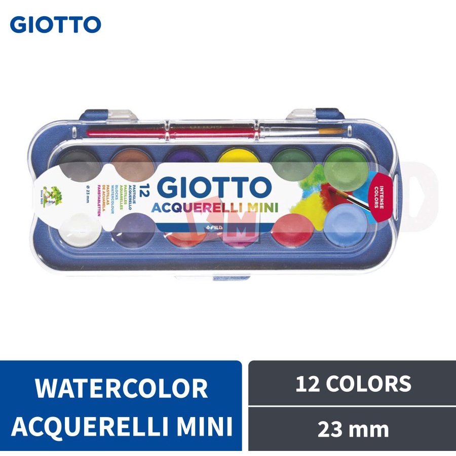 Giotto Acquerelli Mini 12 Warna Water Color Cake / Cat Air 23mm 352300