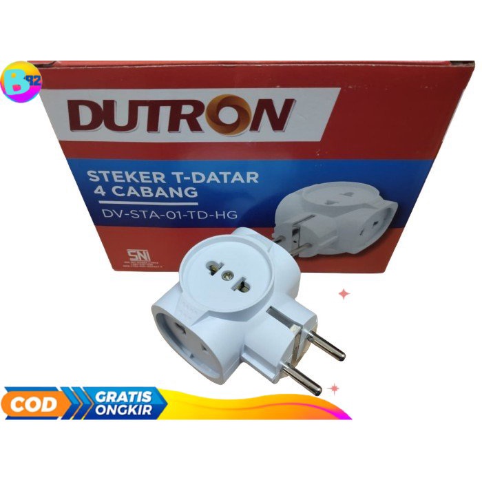 STEKER COLOKAN DUTRON T 4 LUBANG COLOKAN CABANG 4 COLOKAN T MULTI B82 Colokan Saklar Listrik 4 Luban