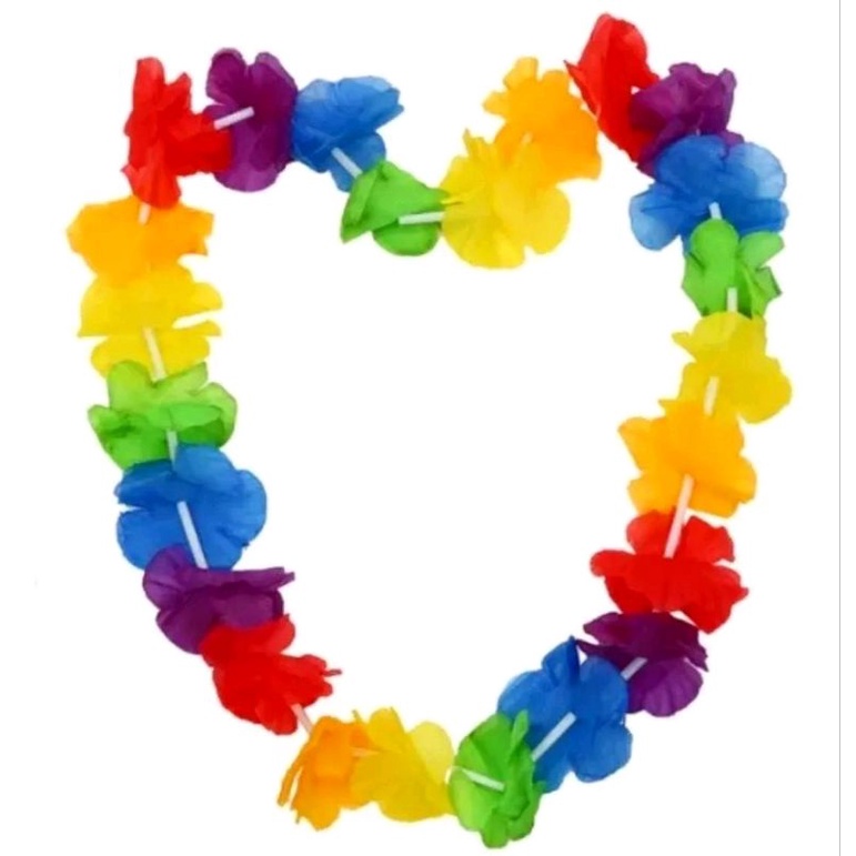 Kalung Bunga Hawai Penyambutan Warna Pelangi Rainbow