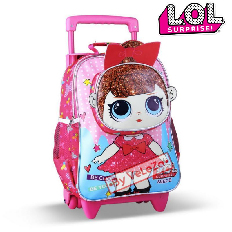 Tas Trolly Anak LOL PAUD TK gratis lunch box botol minum - tas troli