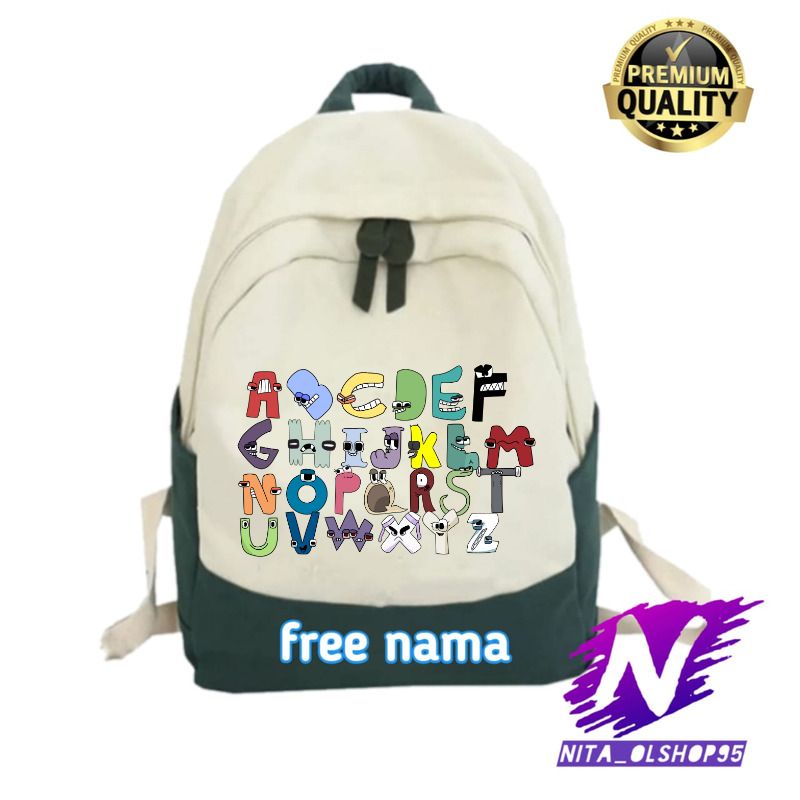 tas sekolah anak ransel alphabet a - z tas anak TK SD