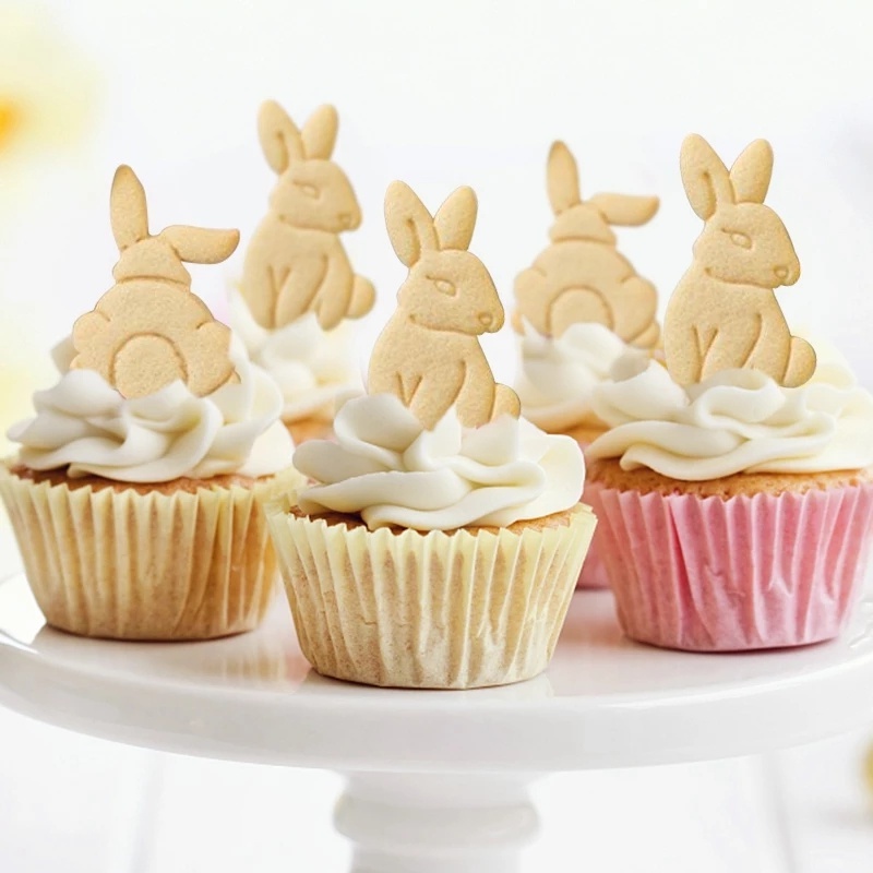 Pizza Buah Pie Fudge Pemotong Paskah Bunny Cookie Cetakan Jelly Mousse Kue DIY Model Bentuk Kelinci Cetakan Coklat Pesta Ulang Tahun Kreatif Baking Aksesoris