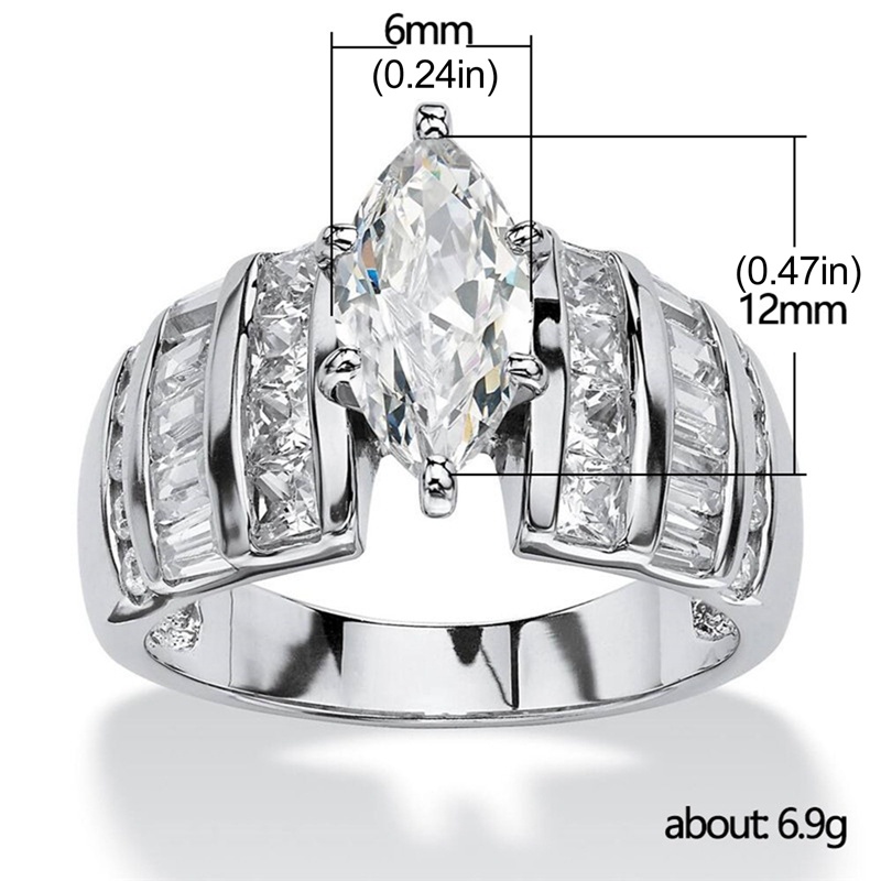 Luxury Marquise Cubic Zirconia Cincin Kawin Untuk Wanita Kualitas Tinggi Silver Color Band Desain Modern Fashion Rings Jewelry