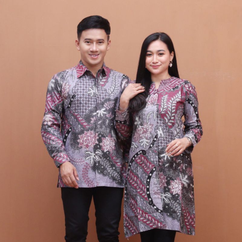 Couple Batik Pria dan Wanita Lengan Panjang