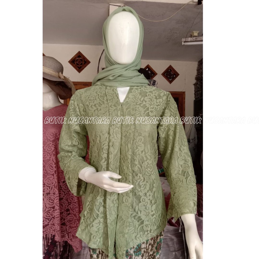 SETELAN KEBAYA BRUKAT / SET KEBAYA FLOY BRUKAT MODERN / KEBAYA KUTUBARU BROKAT SAGE GREEN