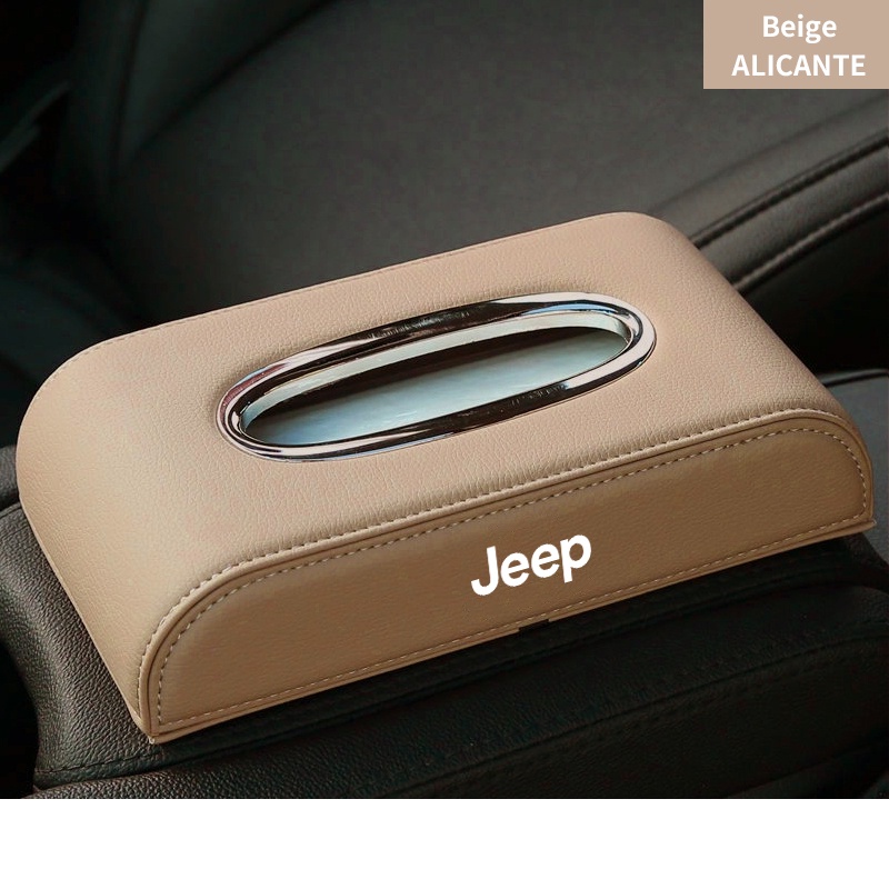 Jeep Kotak Tisu Mobil Kulit Premium Tempat Penyimpanan Tisu Mobil Auto Case For Renegade Compass 2022 Willys Wrangler jk Cherokee xj Aksesoris Mobil