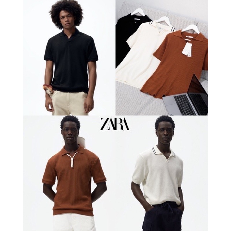 ZARA KNITTED POLO SHIRT - Kemeja Polo Knit Branded Pria & Wanita