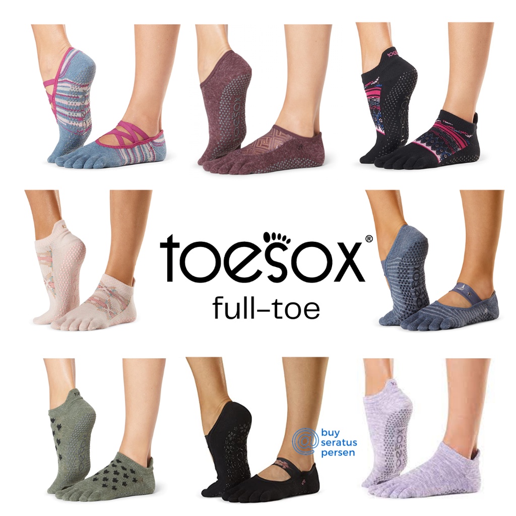 ToeSox Original Socks with Grip for Yoga Pilates Barre Ballet - Original Kaos Kaki Lima Jari