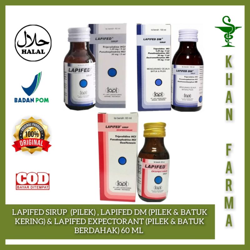 LAPIFED SIRUP LAFIFED EXPECTORANT LAFIFED DM PILEK DAN BATUK KERING PILEK DAN BATUK BERDAHAK 60ML