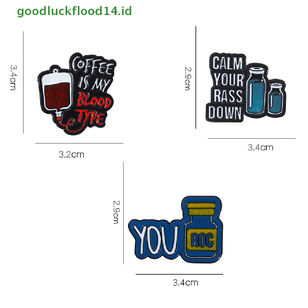 [GOOGFOUR] 1pcs Coffee is My Blood Type Enamel Pins Bros Calm Down You ROC Lapel Badges Punk Lucu Perhiasan Hadiah Untuk Teman Anak [TOP]