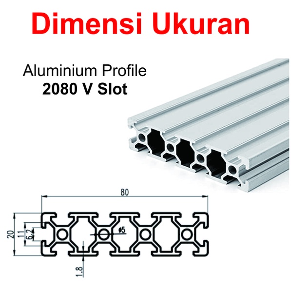 [HAEBOT] Aluminium Profil V Slot 2080 20x80 AP2080 Alumunium 1.5 Meter Profile Frame CNC Extrusion Mini Kerangka Mekanik Series 20mm x 80mm 3D Printer