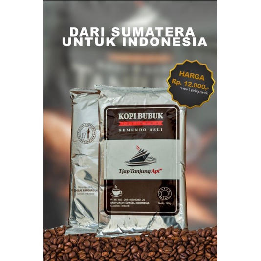 

Kopi Bubuk Semendo (Kopi Sumatra) ASLI cap TANJUNG API - Free 1 piring Cantik