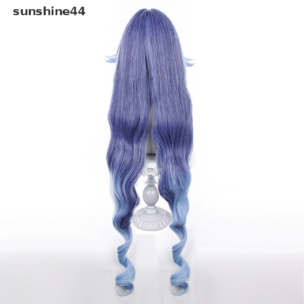 Sunshine Genshin Impact Layla Cosplay Wig Keriting Wig Gradien Biru Cosplay Tahan Panas.