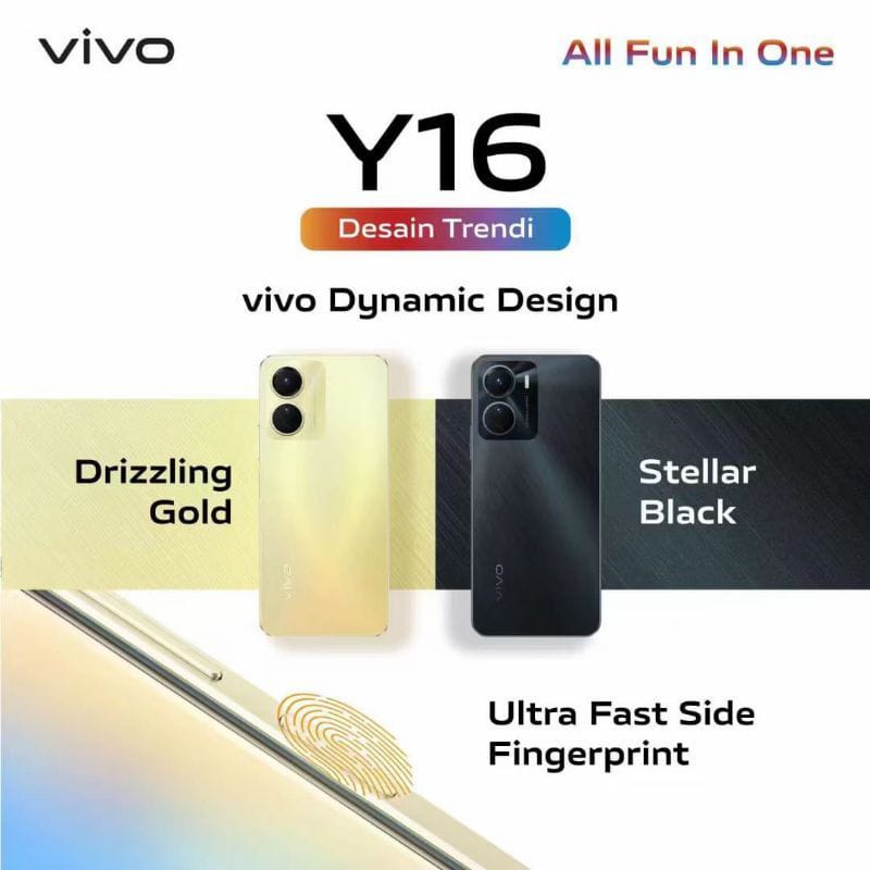 Vivo Y16 RAM 8 + ROM 256GB - Ultra Fast Side Fingerprint Smarphone Handphone Vivo Original