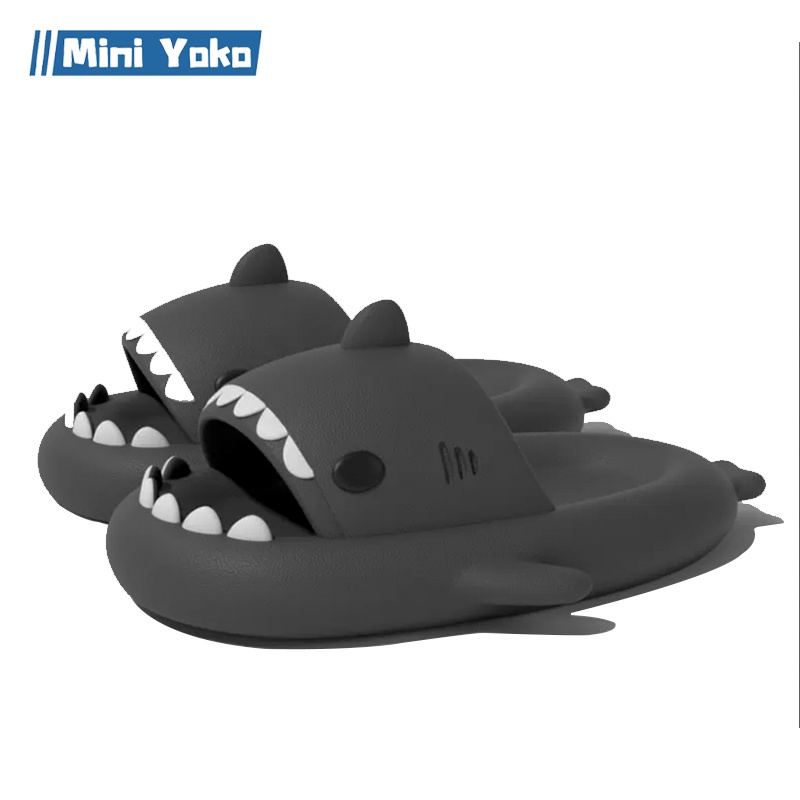 Mini Yoko Sandal hiu dewasa terbaru Sepatu sandal jelly wanita import  Sendal Slop Flat Rumah Empuk Elastis Sendal Anti Slip murah-Hitam