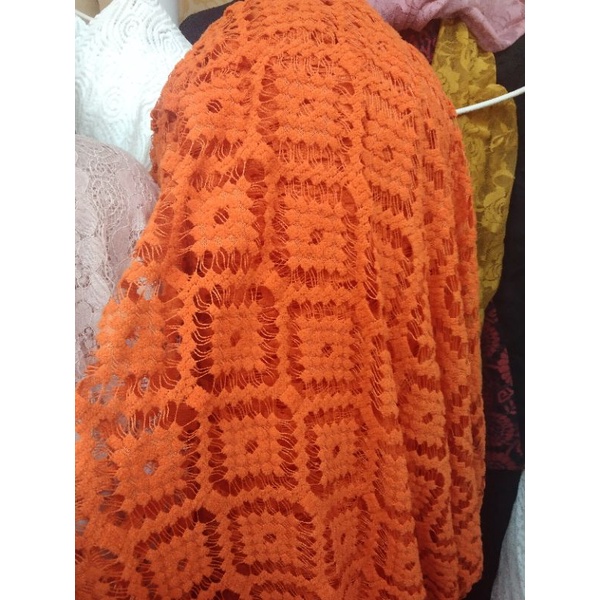 bahan/kain rajut orens kotak