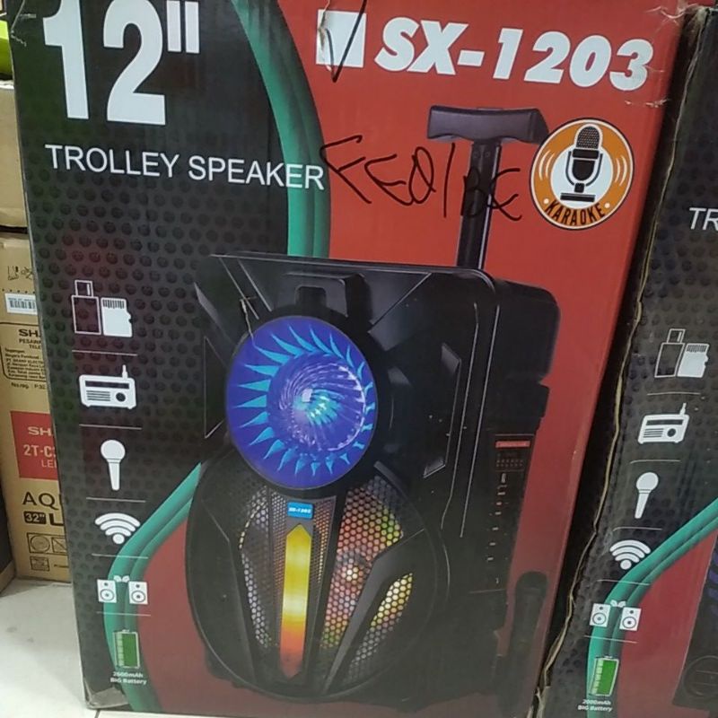 TROLLEY SPEAKER PORTABLE SX-1202/TTD-1203 SPEAKER BLUETOOTH WIRELESS KARAOKE