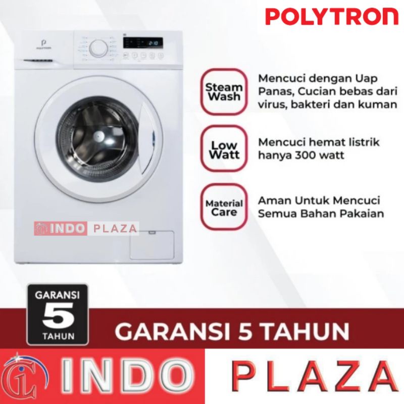 MESIN CUCI POLYTRON FRONT LOADING PFL-8051 8 Kg / 8Kg WONDER WASH / STEAM