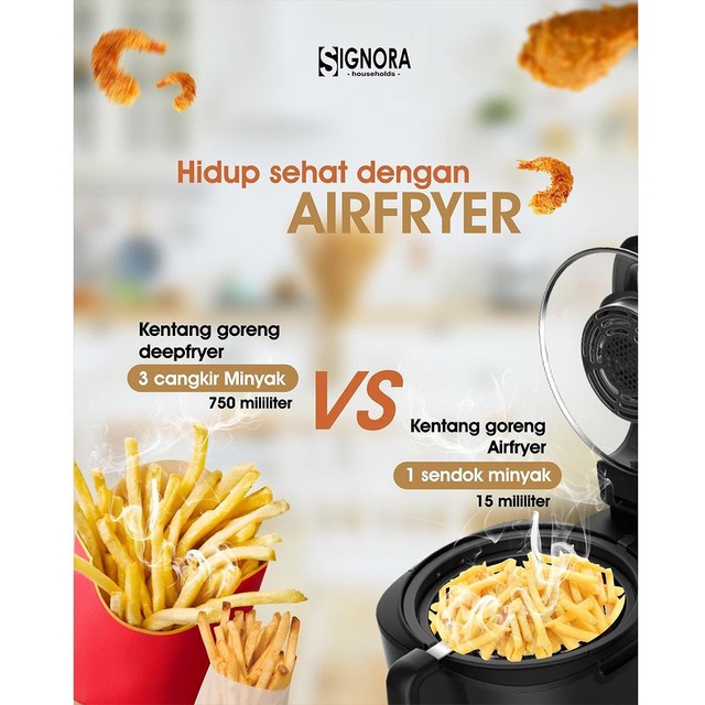 Digital Air Fryer Signora Kapasitas 5 Liter / Menggoreng Tanpa Minyak