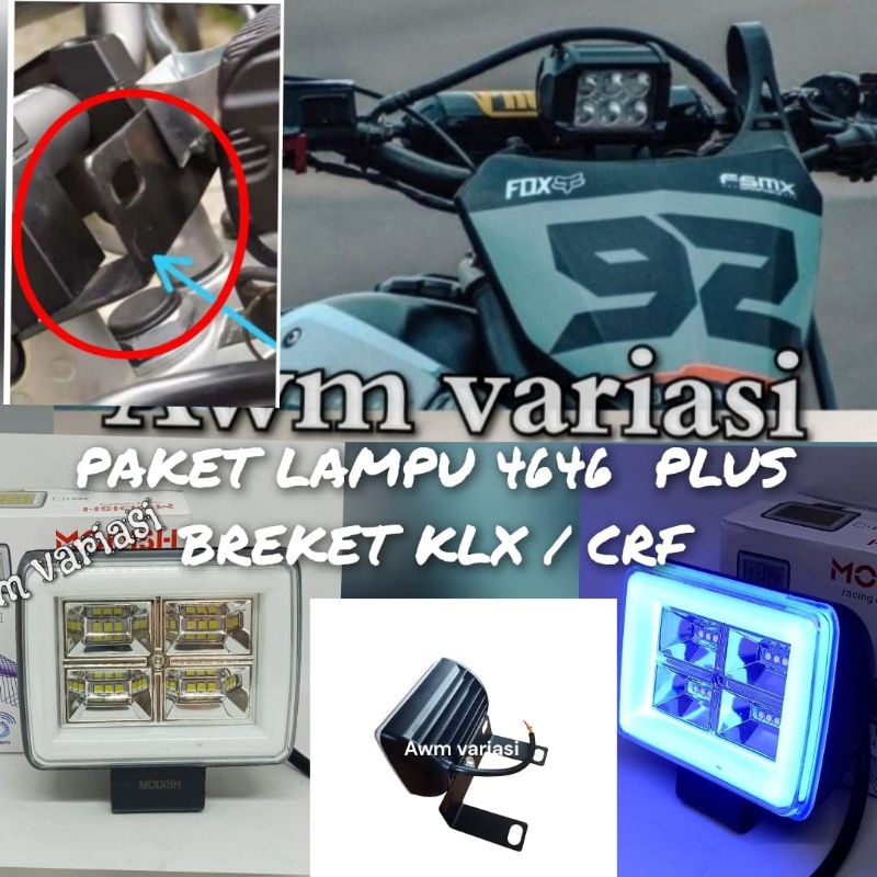 PAKET LAMPU TEMBAK SENJA BIRU SUPERMOTO LED BAR SRIES UNTUK KLX / CRF