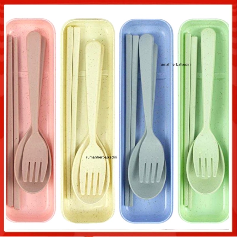 Alat Makan 3 in 1 Serat Gandum / Wheat Cutlery Set 3 in 1 / Sendok Garpu