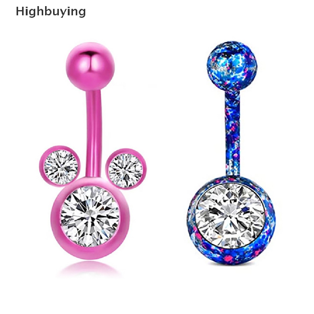 Hbid 1Pcs Snake Belly Button Ring Zircon Panjang Menjuntai Cincin Pusar Wanita Perhiasan Perut Body Belly Ring Glory