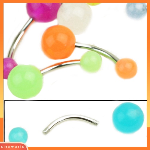 [oneworld] 7pcs Wanita Glow In The Dark Belly Button Navel Bar Cincin Perhiasan Tindik Tubuh