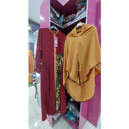 Gamis Set Aulia Maharani Maroon Mustard